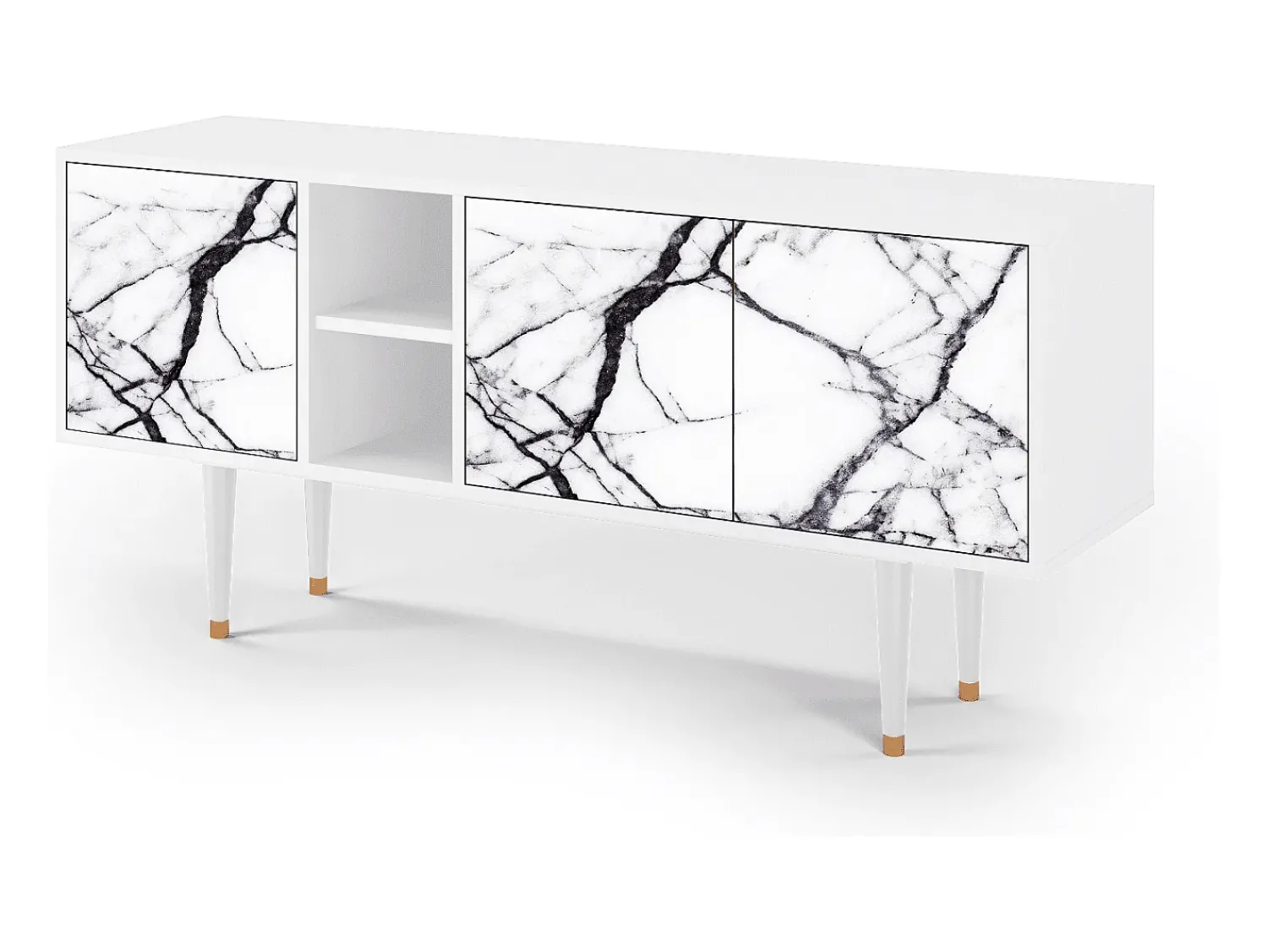 Mueble de TV - 150х69х41 cm - T5 - Raven Marble, Branco^ Móvel De Tv