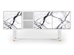 Mueble de TV - 150х69х41 cm - T5 - Raven Marble, Branco^ Móvel De Tv
