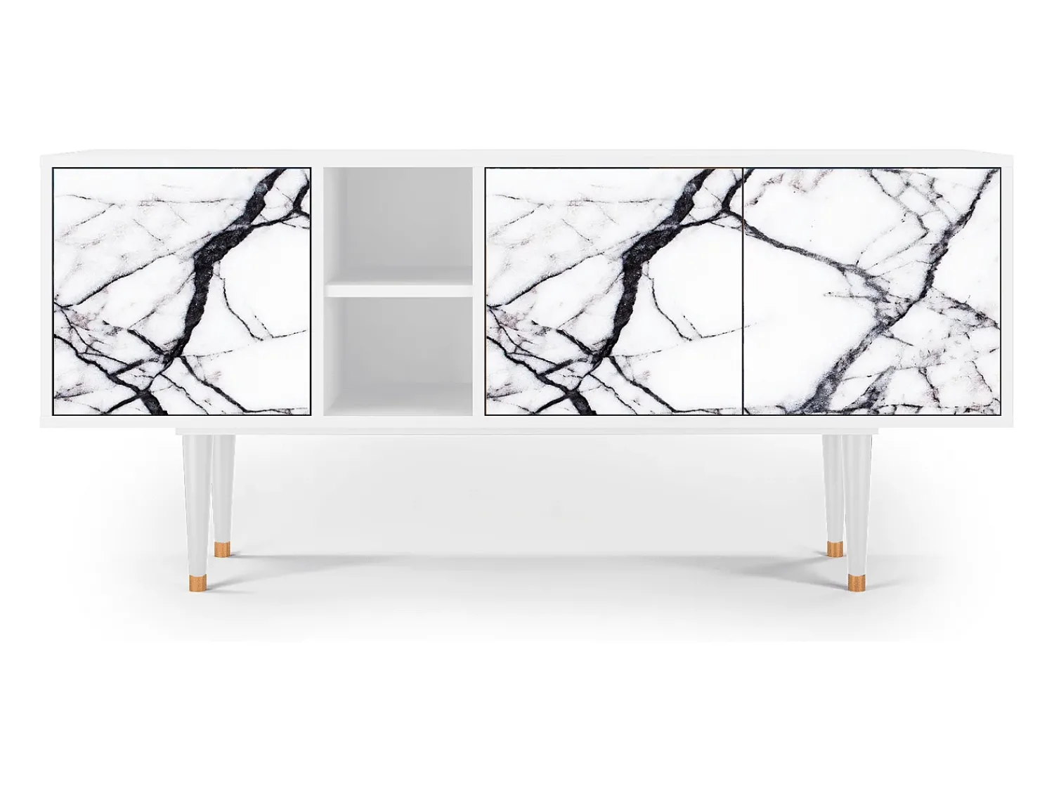 Mueble de TV - 150х69х41 cm - T5 - Raven Marble, Branco^ Móvel De Tv