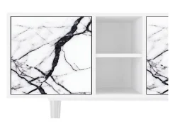 Mueble de TV - 150х69х41 cm - T5 - Raven Marble, Branco^ Móvel De Tv