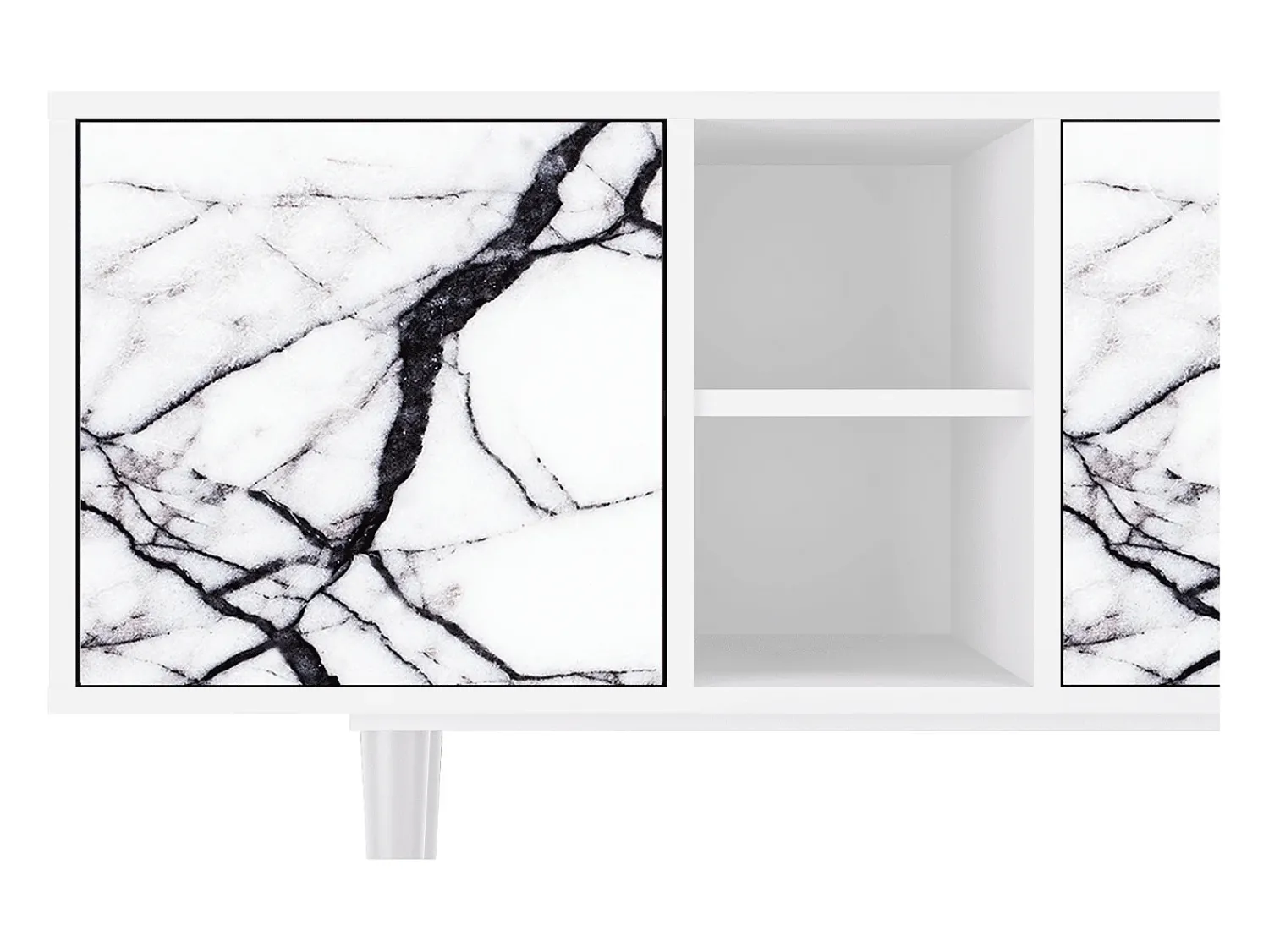 Mueble de TV - 150х69х41 cm - T5 - Raven Marble, Branco^ Móvel De Tv