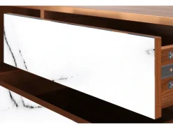 Móvel De Tv* Mueble de TV - 170х59х48 cm - T4 - Raven Marble, Nogueira Castanho