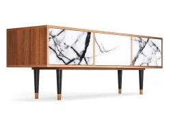 Móvel De Tv* Mueble de TV - 170х59х48 cm - T4 - Raven Marble, Nogueira Castanho