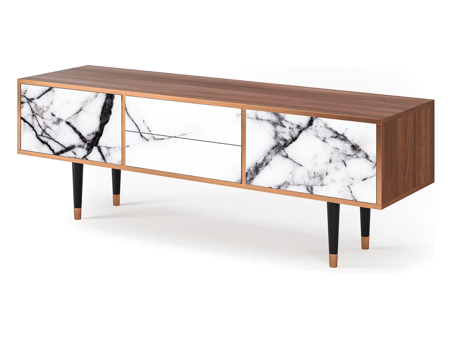 Móvel De Tv* Mueble de TV - 170х59х48 cm - T4 - Raven Marble, Nogueira Castanho
