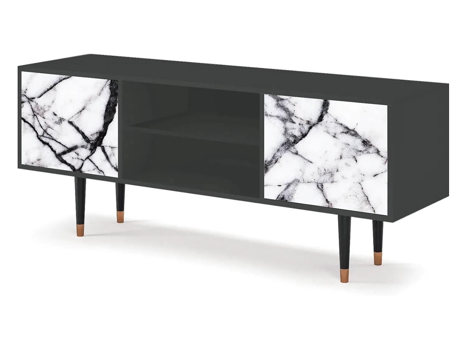 Hot Mueble de TV - 170х69х48 cm - T2 - Raven Marble, Antracite Cinza antracite