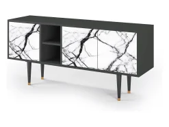 Móvel De Tv* Mueble de TV - 150х69х41 cm - T5 - Raven Marble, Antracite Cinza antracite