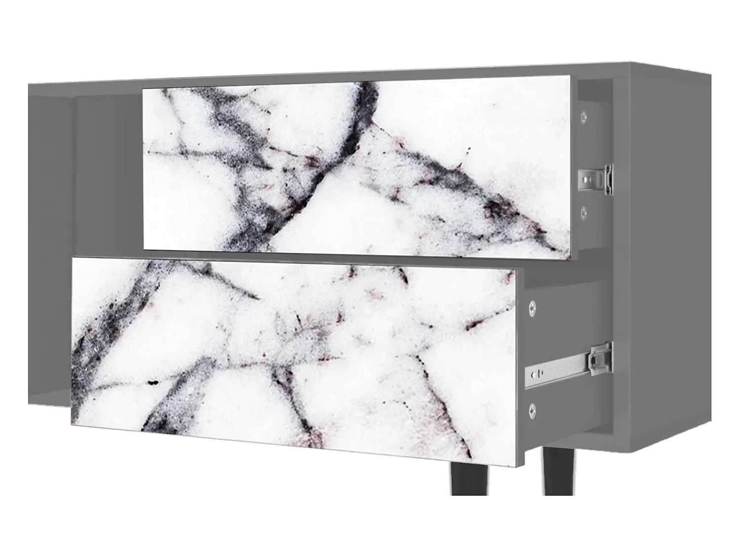 Móvel De Tv| Mueble de TV - 170х69х48 cm - T1 - Raven Marble, Cinza Cinzento