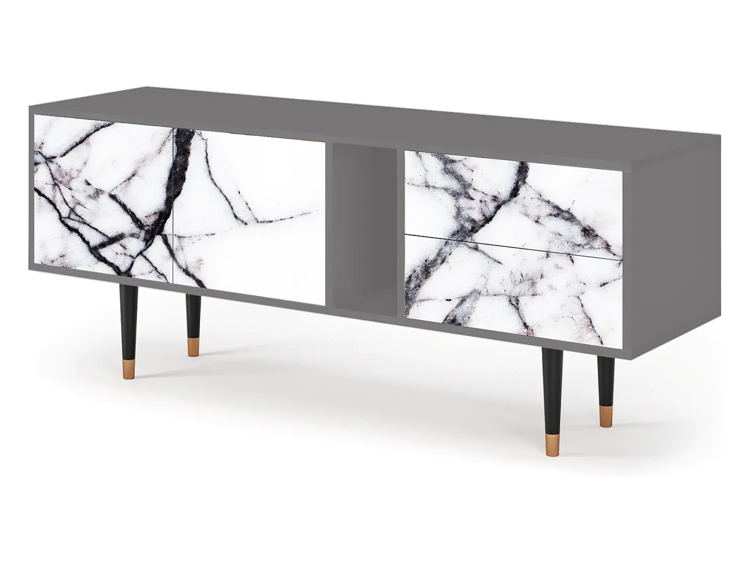 Móvel De Tv| Mueble de TV - 170х69х48 cm - T1 - Raven Marble, Cinza Cinzento