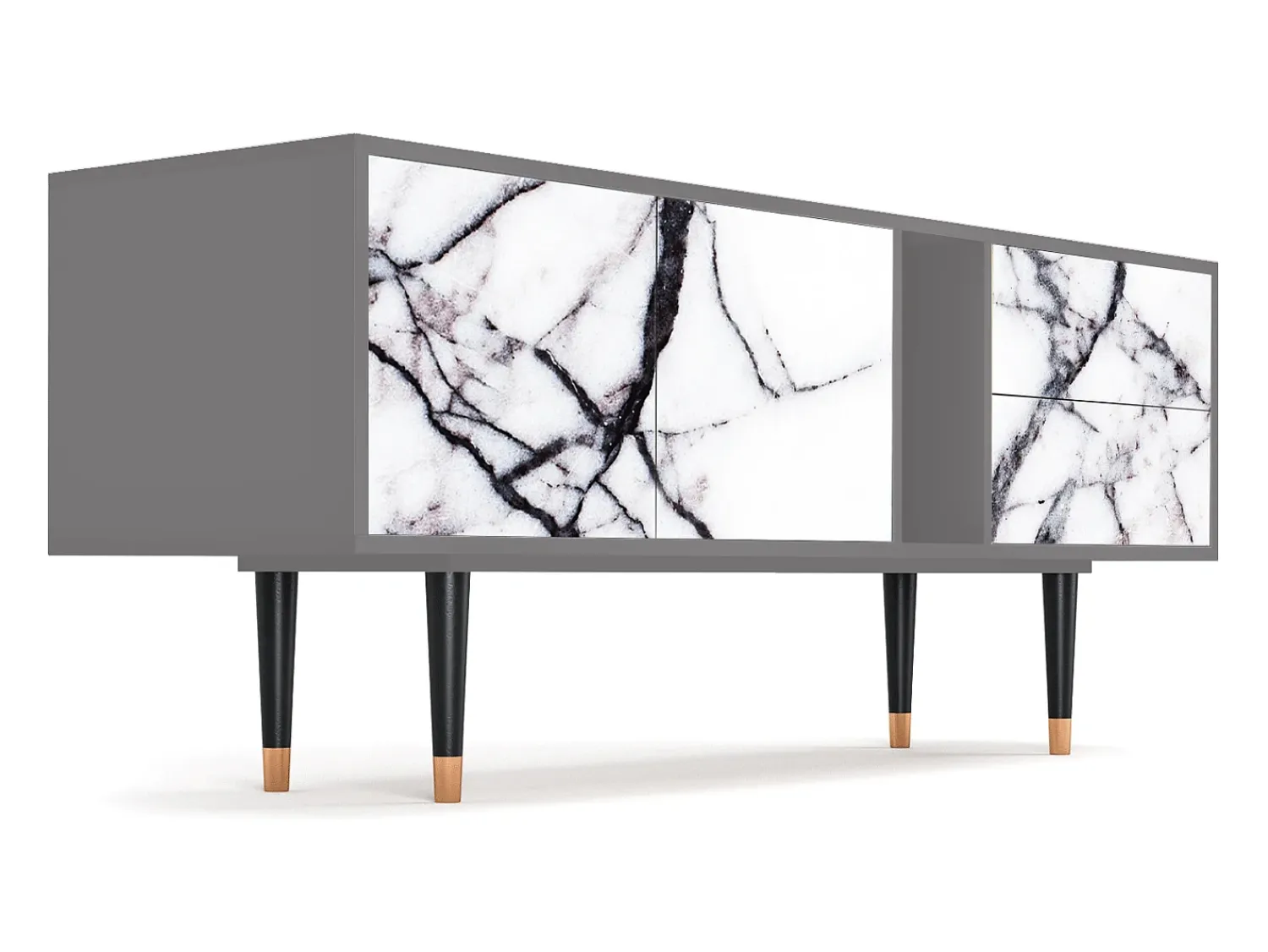 Móvel De Tv| Mueble de TV - 170х69х48 cm - T1 - Raven Marble, Cinza Cinzento