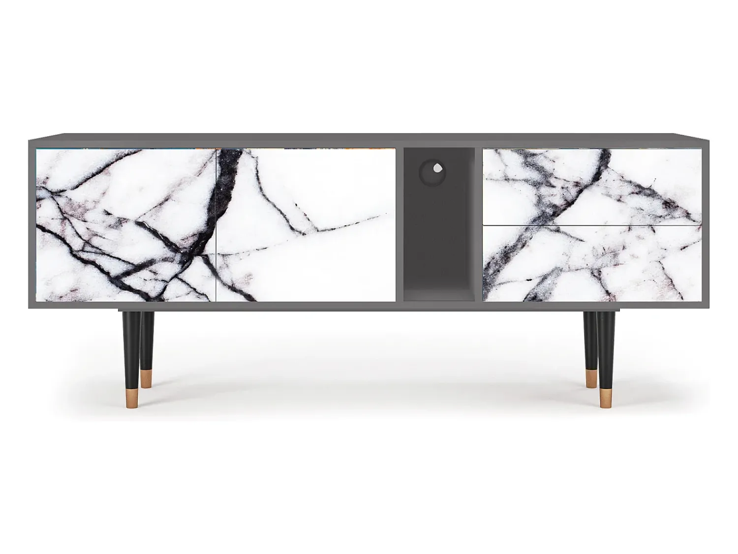 Móvel De Tv| Mueble de TV - 170х69х48 cm - T1 - Raven Marble, Cinza Cinzento
