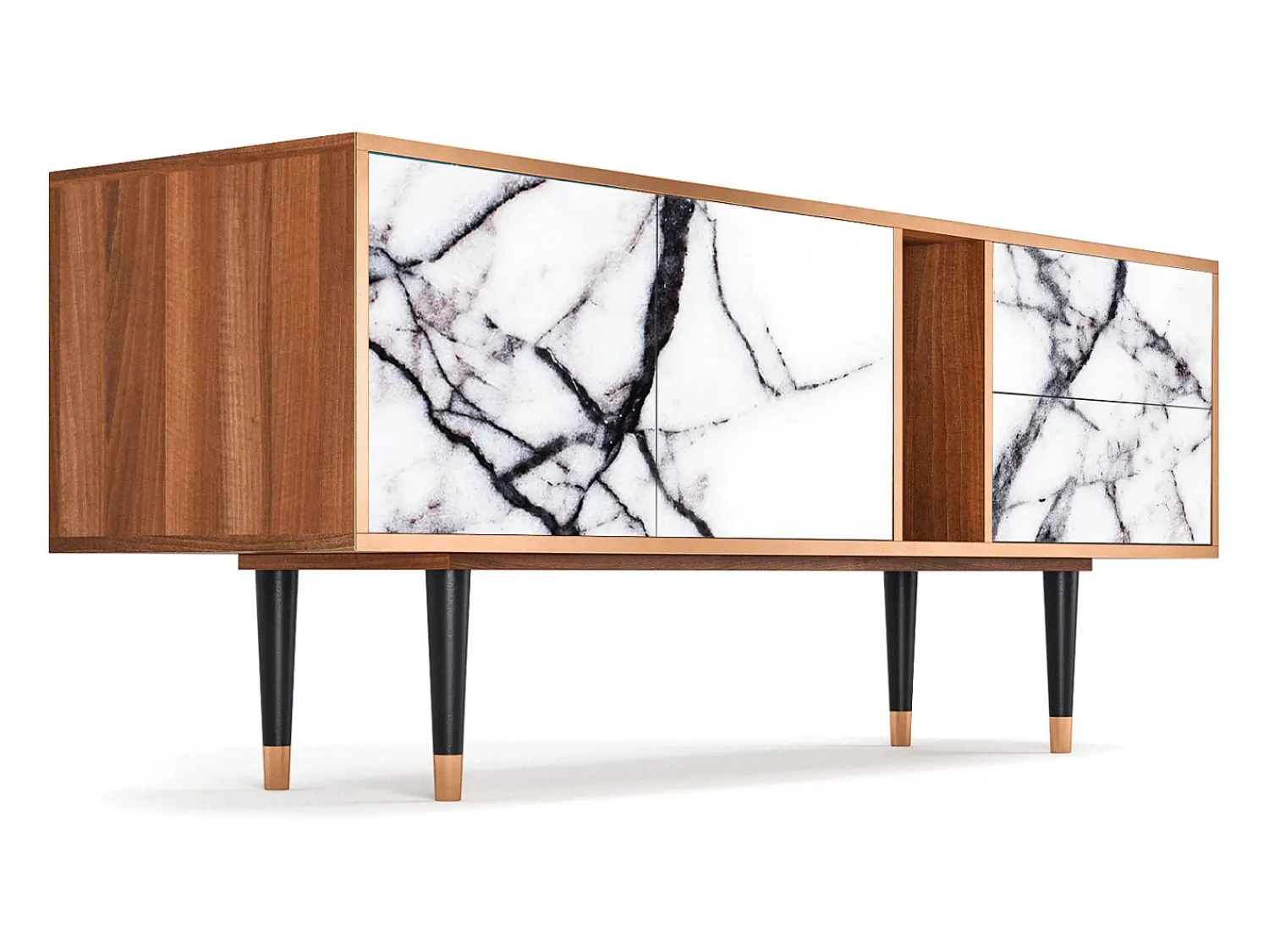 Móvel De Tv* Mueble de TV - 170х69х48 cm - T1 - Raven Marble, Nogueira Castanho