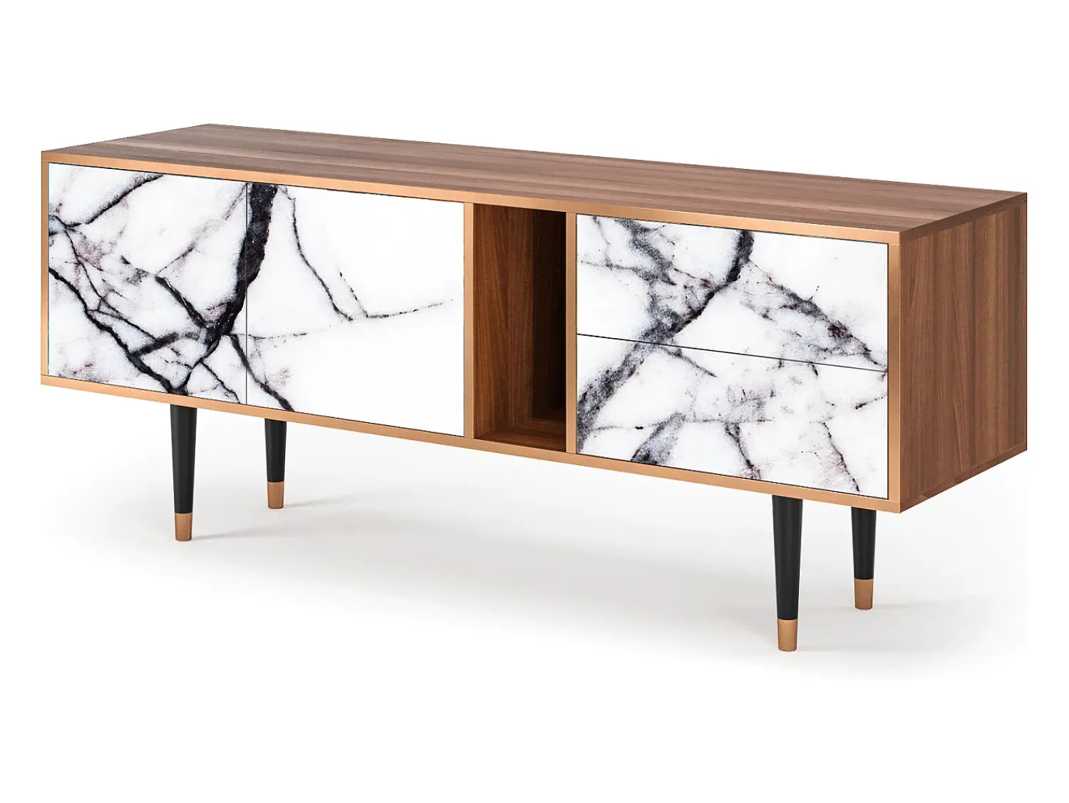 Móvel De Tv* Mueble de TV - 170х69х48 cm - T1 - Raven Marble, Nogueira Castanho