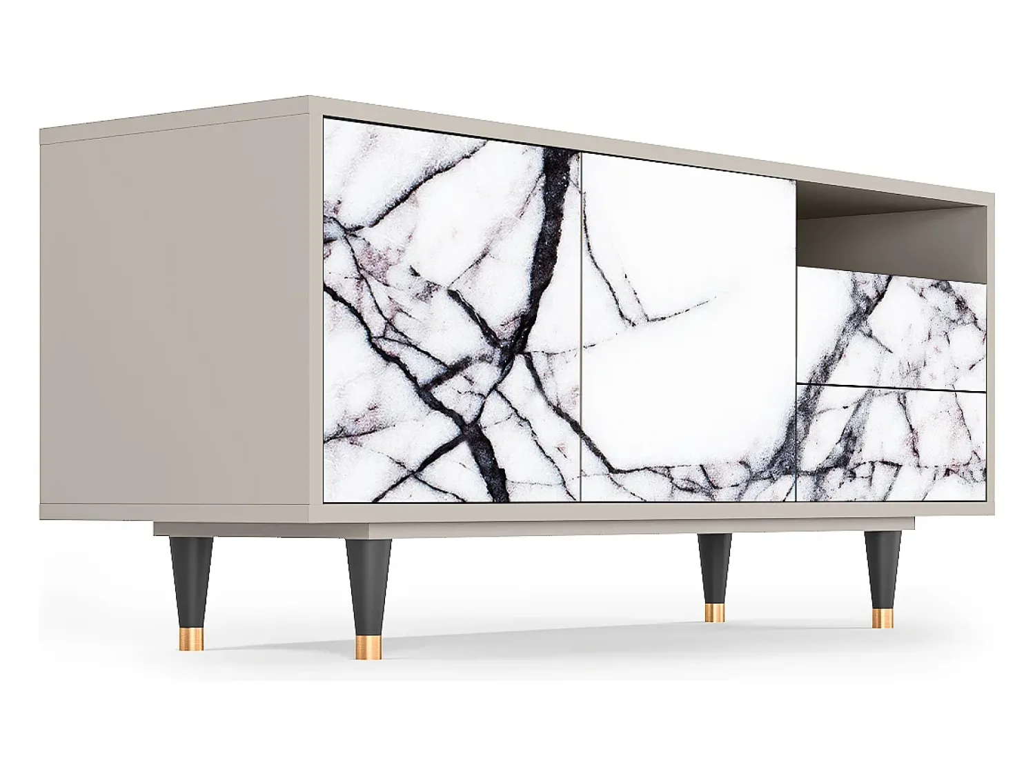Móvel De Tv| Mueble de TV - 125х56х41 cm - T7 - Raven Marble, Areia Bege