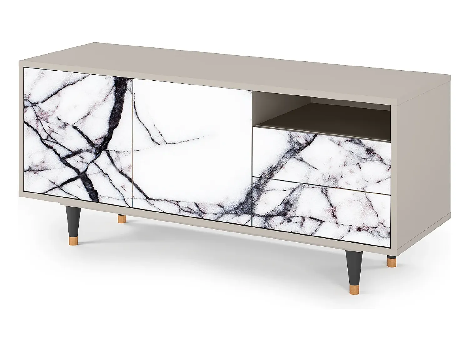Móvel De Tv| Mueble de TV - 125х56х41 cm - T7 - Raven Marble, Areia Bege