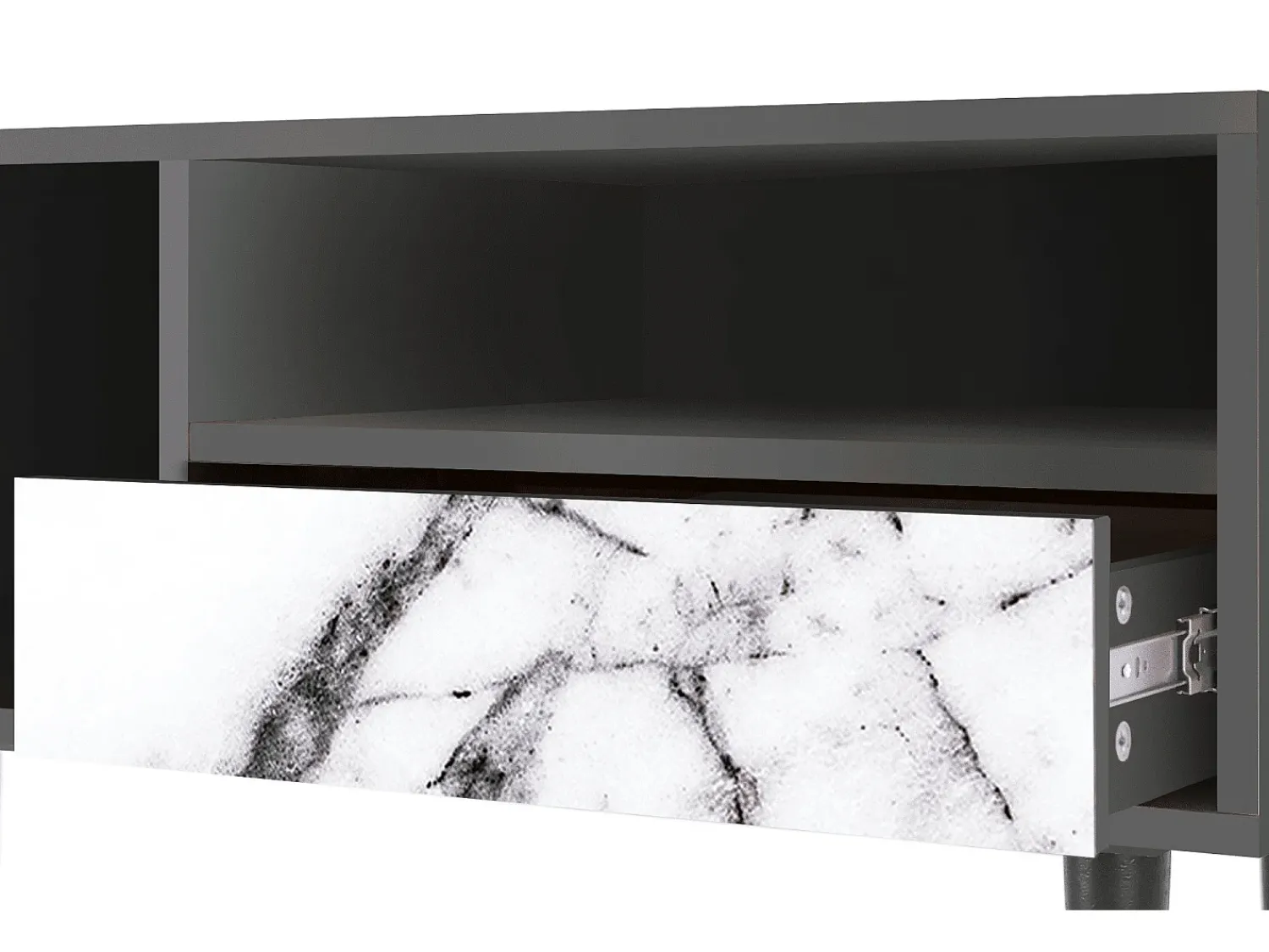 New Mueble de TV - 115х59х48 cm - T3 - Raven Marble, Antracite Cinza antracite