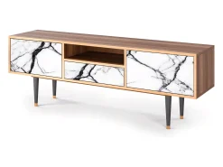 Móvel De Tv* Mueble de TV - 170х59х41 cm - T6 - Raven Marble, Nogueira Castanho
