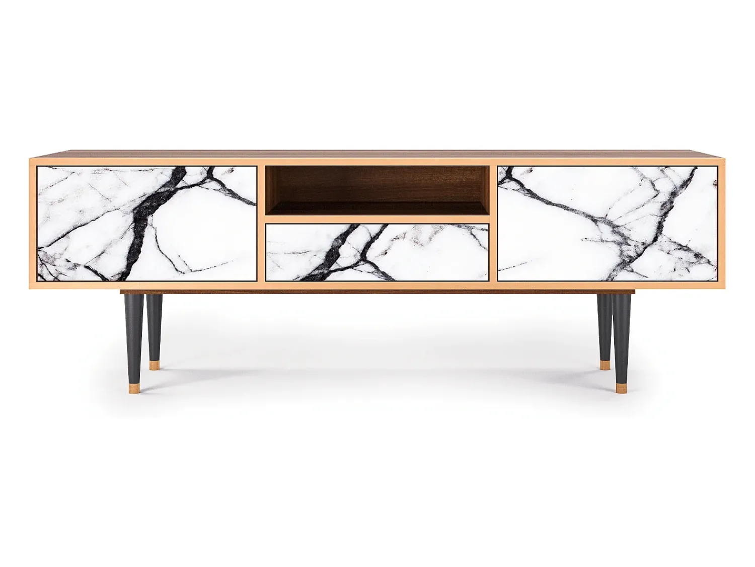 Móvel De Tv* Mueble de TV - 170х59х41 cm - T6 - Raven Marble, Nogueira Castanho