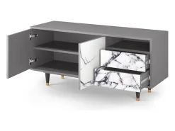 Hot Mueble de TV - 125х56х41 cm - T7 - Raven Marble, Cinza Cinzento