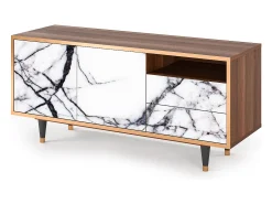 Mueble de TV - 125х56х41 cm - T7 - Raven Marble, Nogueira Castanho