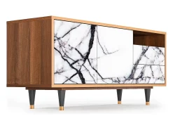 Mueble de TV - 125х56х41 cm - T7 - Raven Marble, Nogueira Castanho