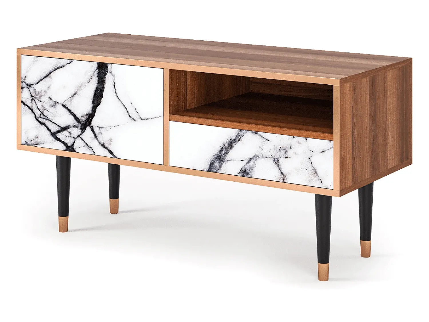 Móvel De Tv* Mueble de TV - 115х59х48 cm - T3 - Raven Marble, Nogueira Castanho
