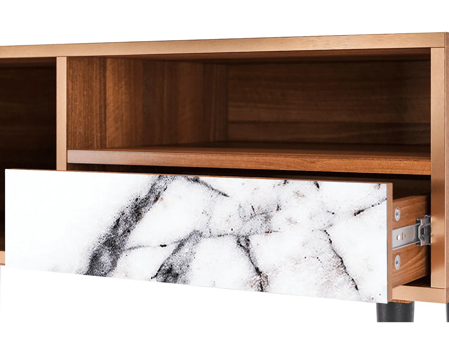 Móvel De Tv* Mueble de TV - 115х59х48 cm - T3 - Raven Marble, Nogueira Castanho