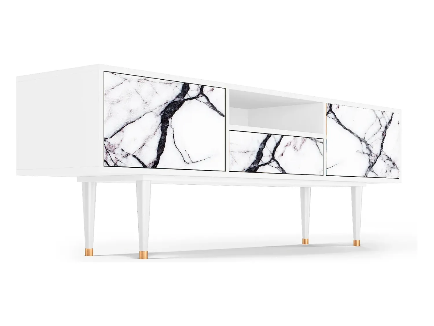 Mueble de TV - 170х59х41 cm - T6 - Raven Marble, Branco^ Móvel De Tv