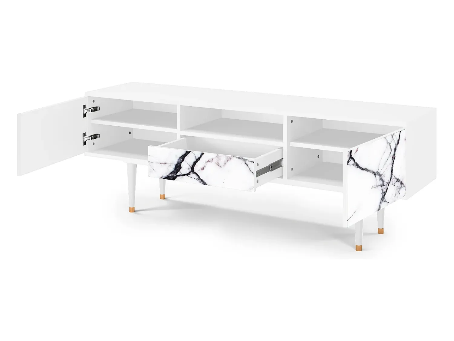 Mueble de TV - 170х59х41 cm - T6 - Raven Marble, Branco^ Móvel De Tv