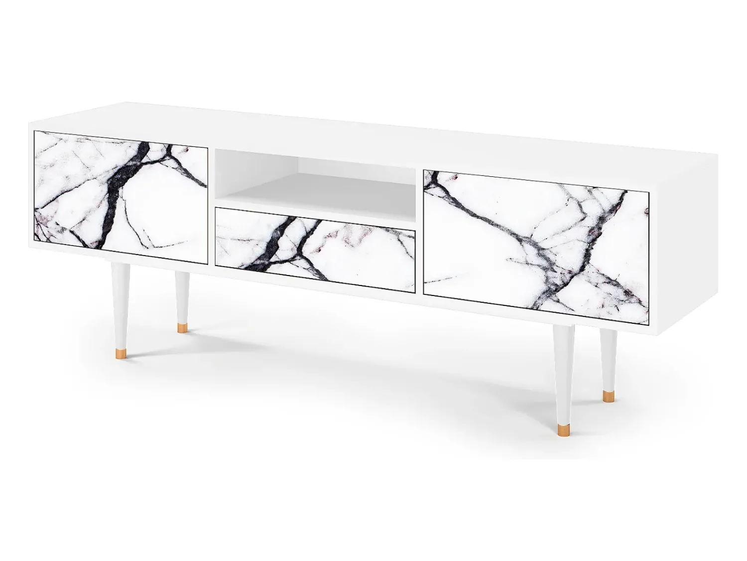 Mueble de TV - 170х59х41 cm - T6 - Raven Marble, Branco^ Móvel De Tv