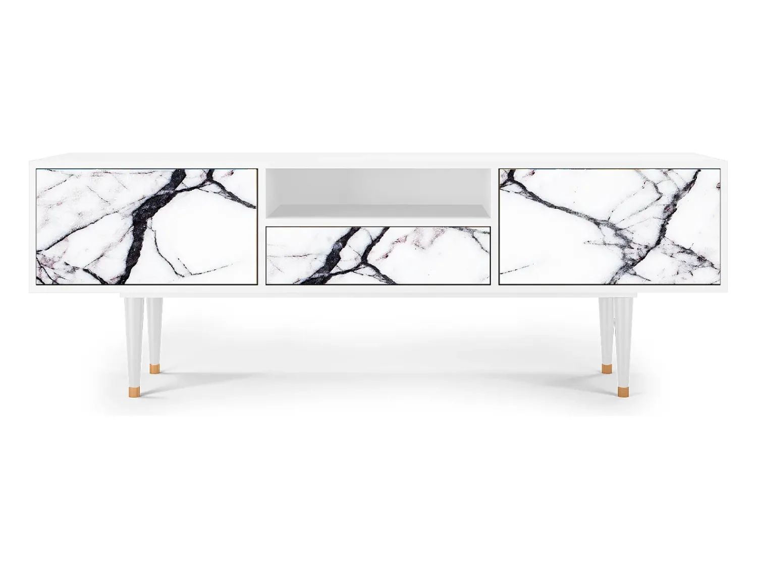 Mueble de TV - 170х59х41 cm - T6 - Raven Marble, Branco^ Móvel De Tv
