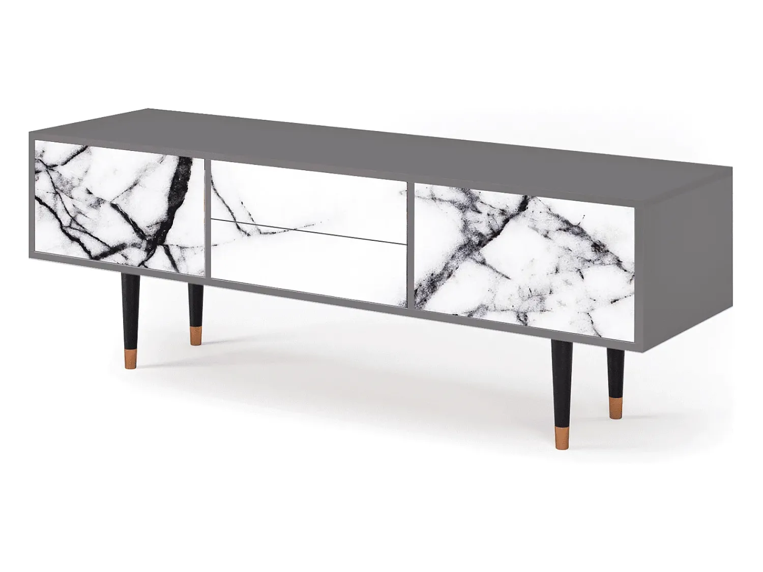 Móvel De Tv* Mueble de TV - 170х59х48 cm - T4 - Raven Marble, Cinza Cinzento