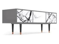 Móvel De Tv* Mueble de TV - 170х59х48 cm - T4 - Raven Marble, Cinza Cinzento