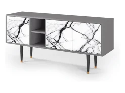 New Mueble de TV - 150х69х41 cm - T5 - Raven Marble, Cinza Cinzento