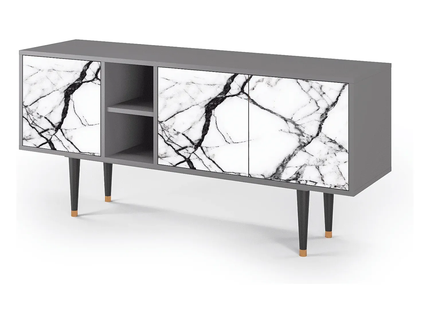 New Mueble de TV - 150х69х41 cm - T5 - Raven Marble, Cinza Cinzento