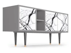 New Mueble de TV - 150х69х41 cm - T5 - Raven Marble, Cinza Cinzento