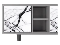 New Mueble de TV - 150х69х41 cm - T5 - Raven Marble, Cinza Cinzento