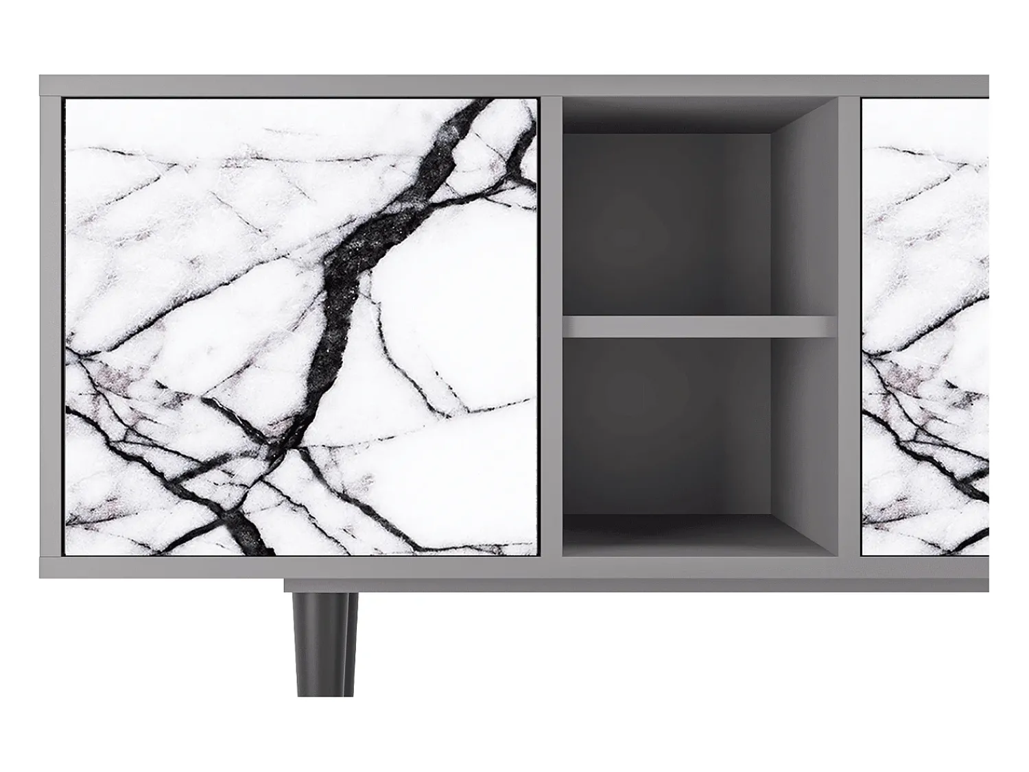 New Mueble de TV - 150х69х41 cm - T5 - Raven Marble, Cinza Cinzento