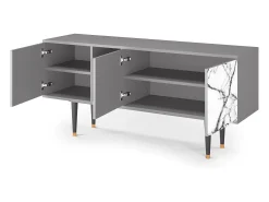 New Mueble de TV - 150х69х41 cm - T5 - Raven Marble, Cinza Cinzento
