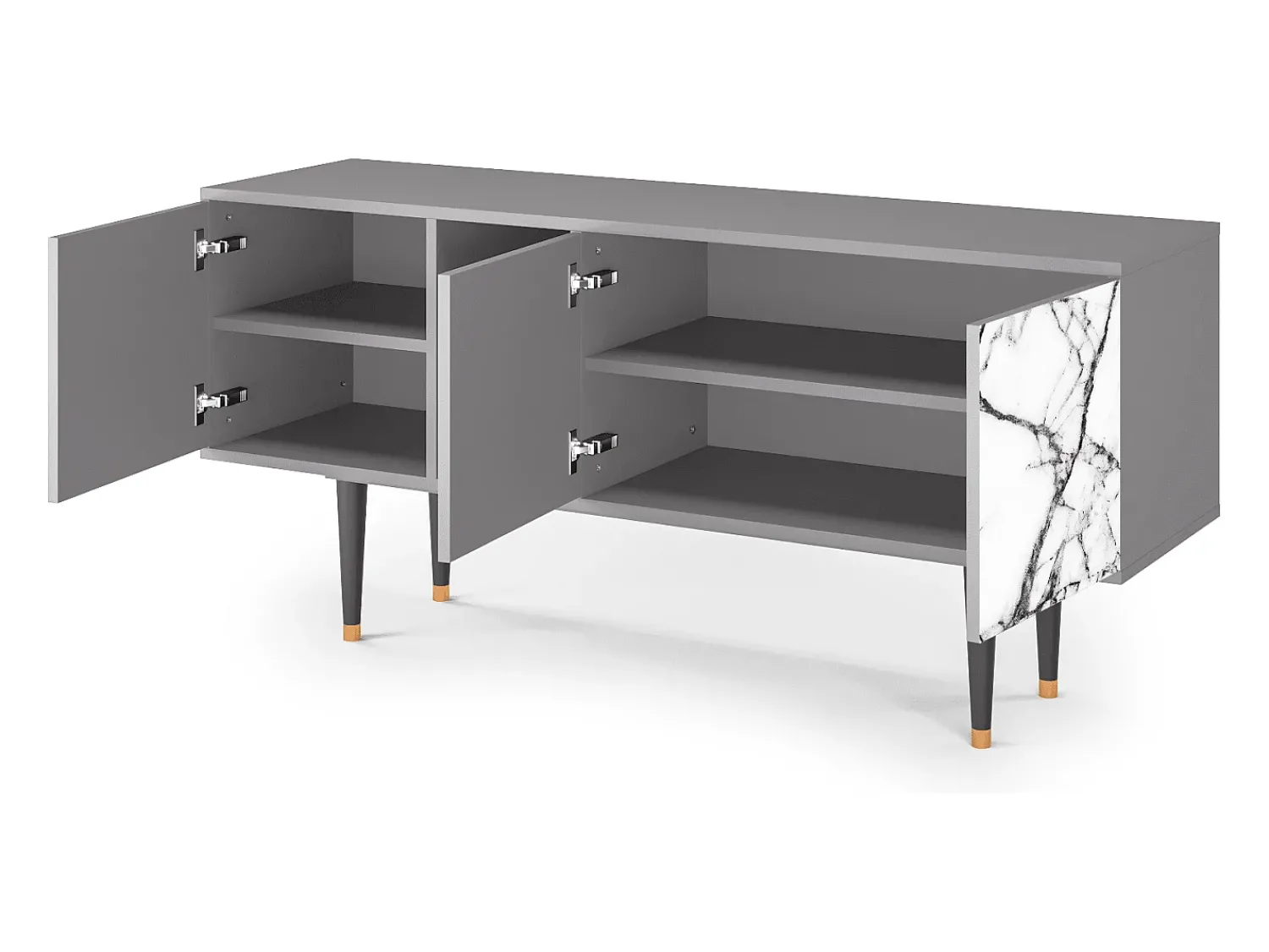 New Mueble de TV - 150х69х41 cm - T5 - Raven Marble, Cinza Cinzento