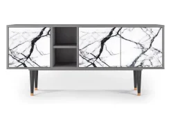 New Mueble de TV - 150х69х41 cm - T5 - Raven Marble, Cinza Cinzento