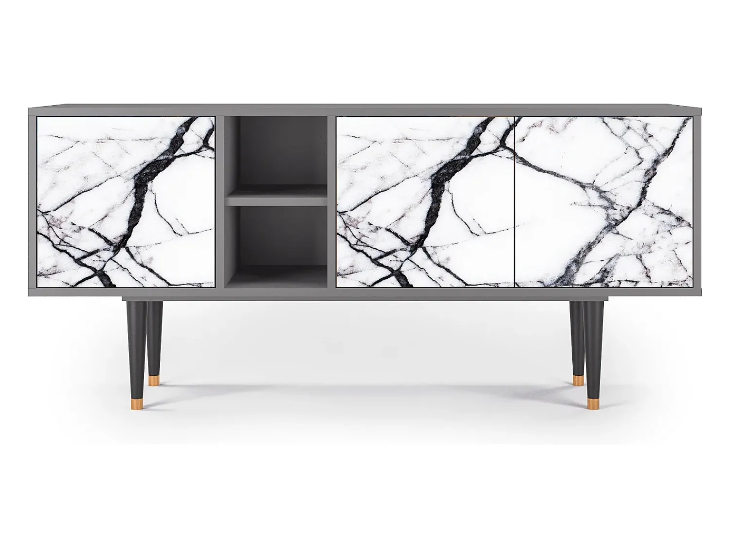 New Mueble de TV - 150х69х41 cm - T5 - Raven Marble, Cinza Cinzento