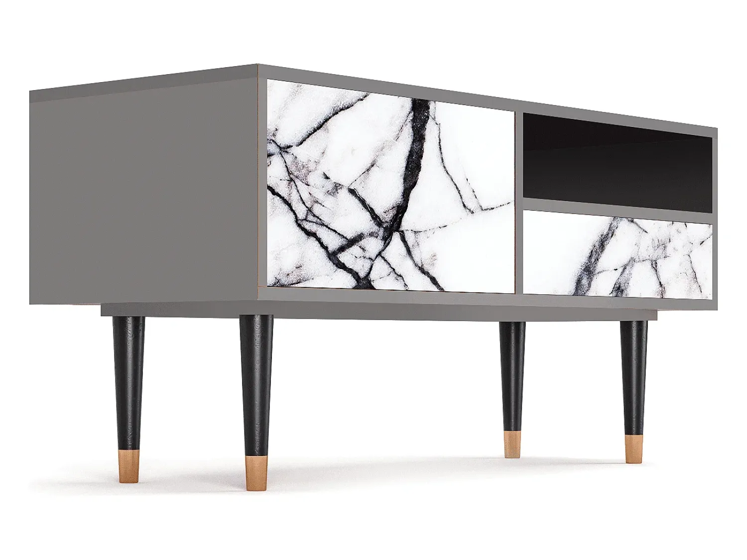 Mueble de TV - 115х59х48 cm - T3 - Raven Marble, Cinza^ Móvel De Tv