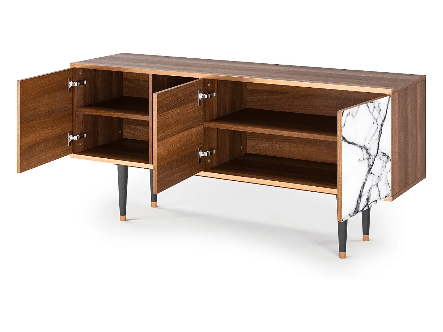 Discount Mueble de TV - 150х69х41 cm - T5 - Raven Marble, Nogueira Castanho