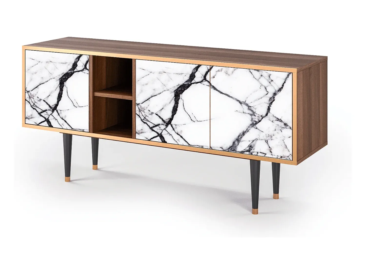 Discount Mueble de TV - 150х69х41 cm - T5 - Raven Marble, Nogueira Castanho