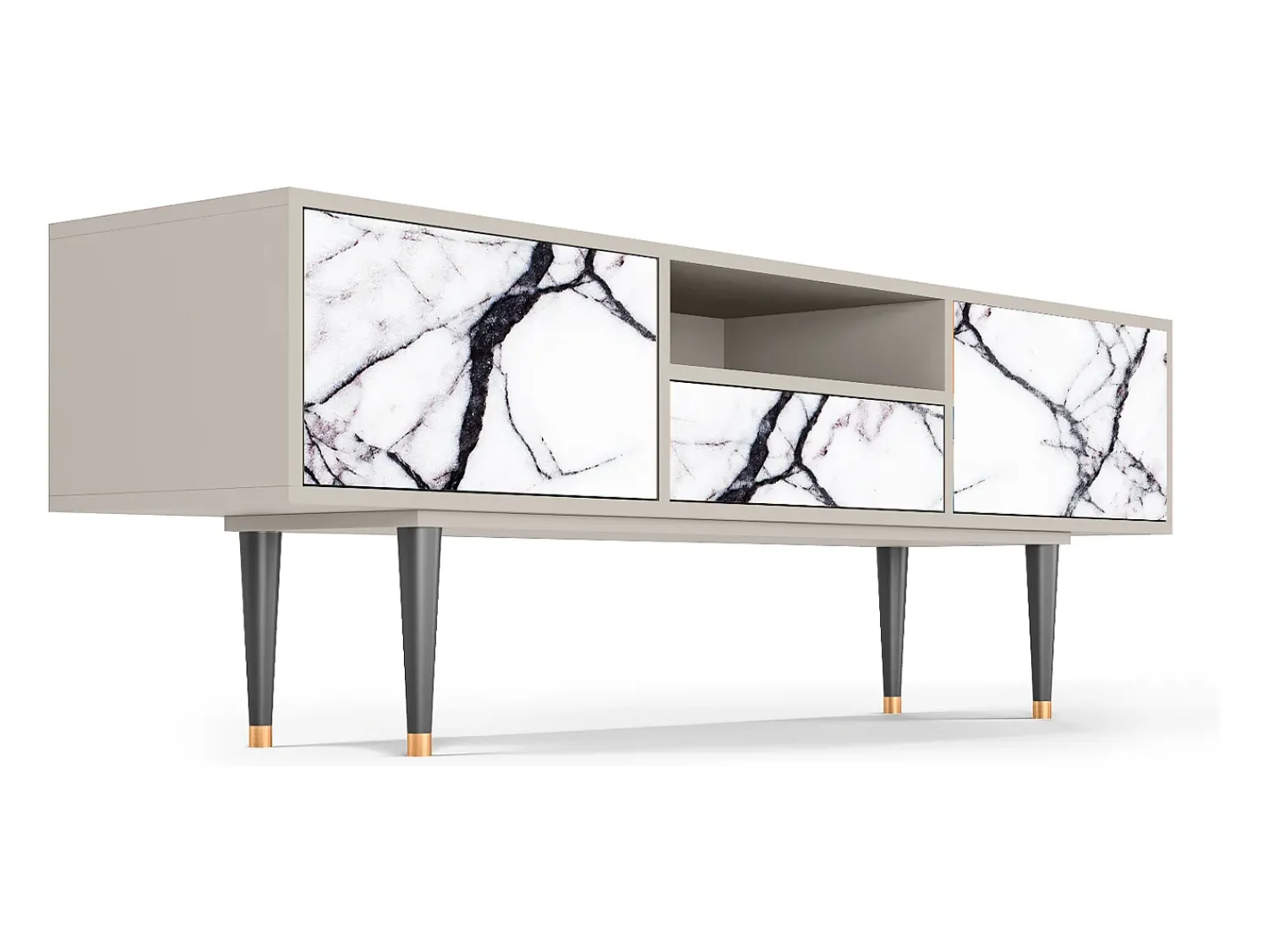 Outlet Mueble de TV - 170х59х41 cm - T6 - Raven Marble, Areia Bege