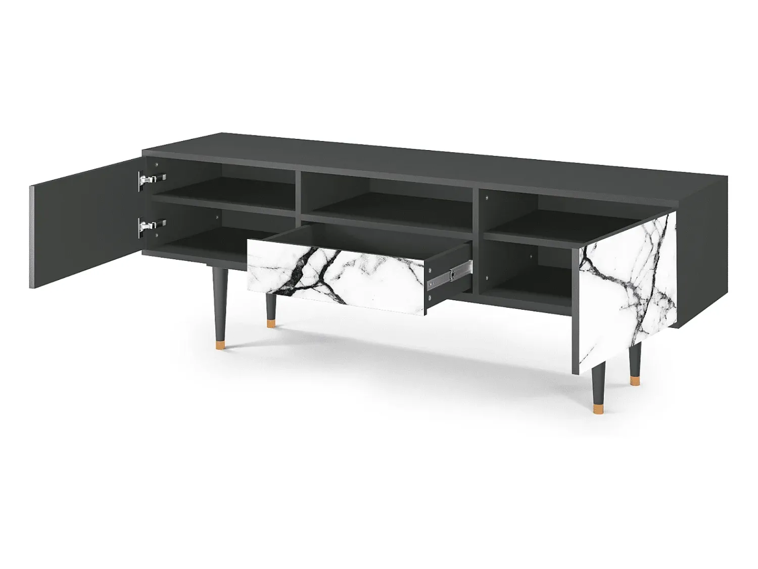 Best Mueble de TV - 170х59х41 cm - T6 - Raven Marble, Antracite Cinza antracite