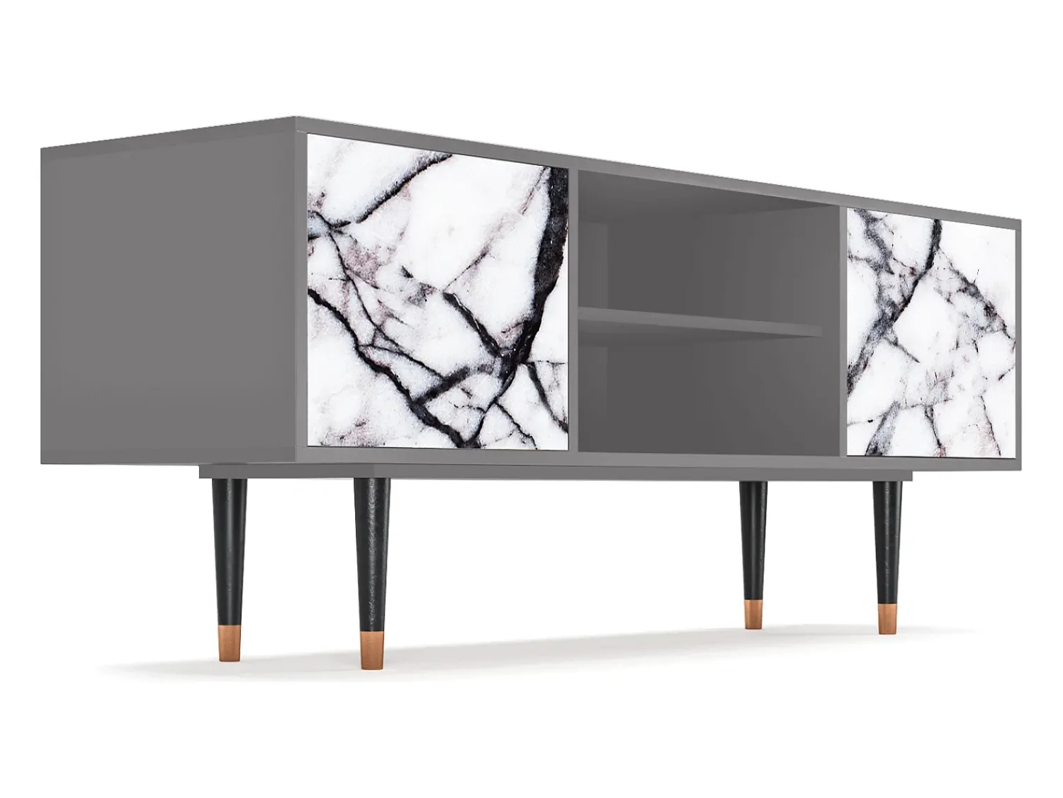 Outlet Mueble de TV - 170х69х48 cm - T2 - Raven Marble, Cinza Cinzento
