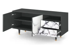 Móvel De Tv* Mueble de TV - 125х56х41 cm - T7 - Raven Marble, Antracite Cinza antracite