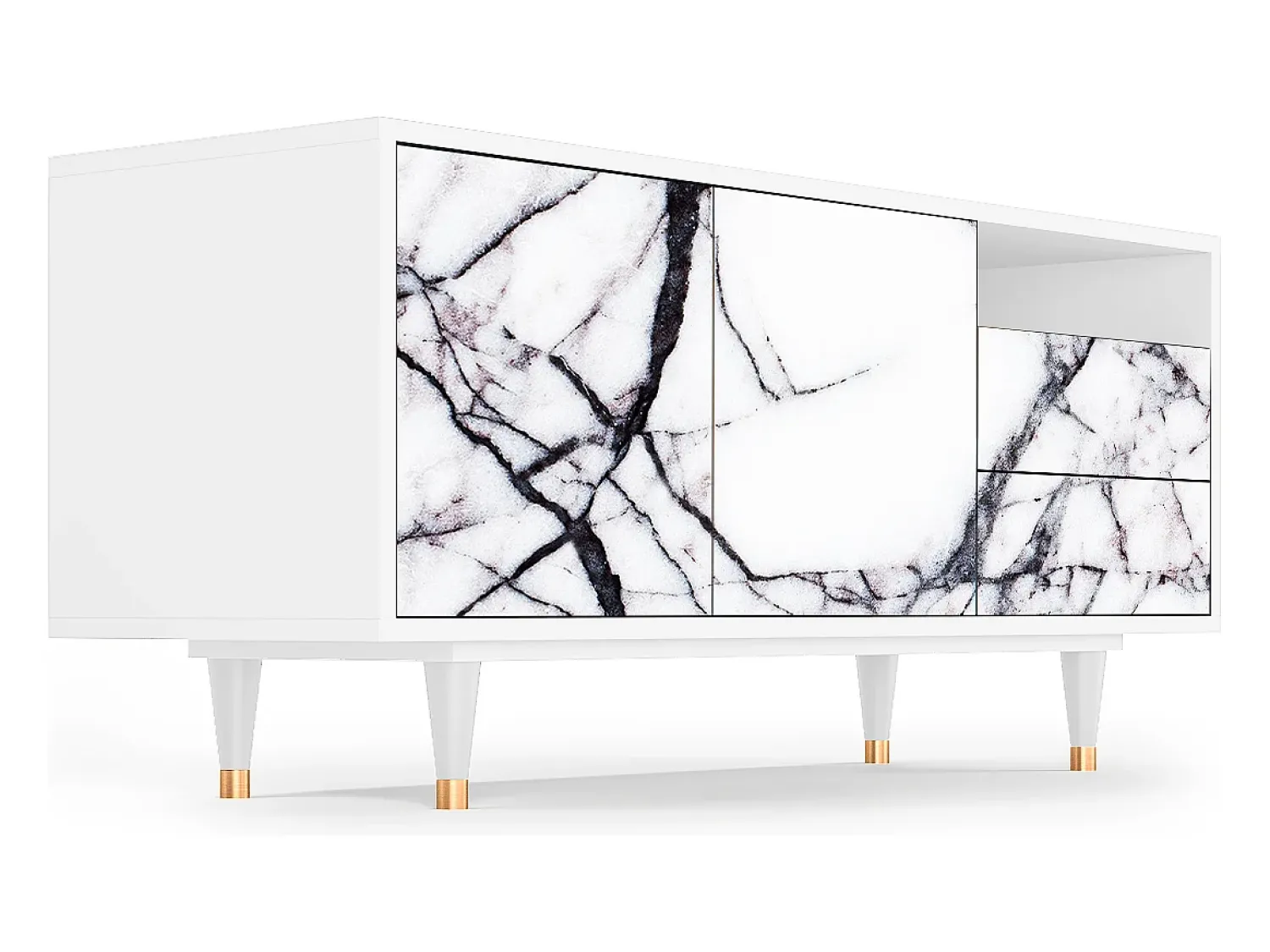 Móvel De Tv| Mueble de TV - 125х56х41 cm - T7 - Raven Marble, Branco Bege