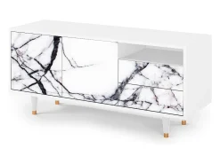 Móvel De Tv| Mueble de TV - 125х56х41 cm - T7 - Raven Marble, Branco Bege